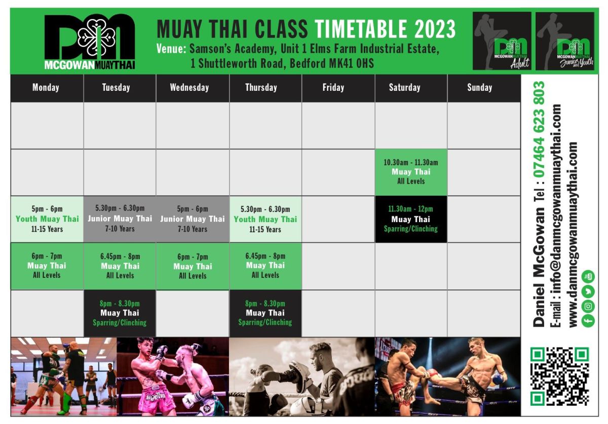 Mcgowan Muay Thai Timetable 2023